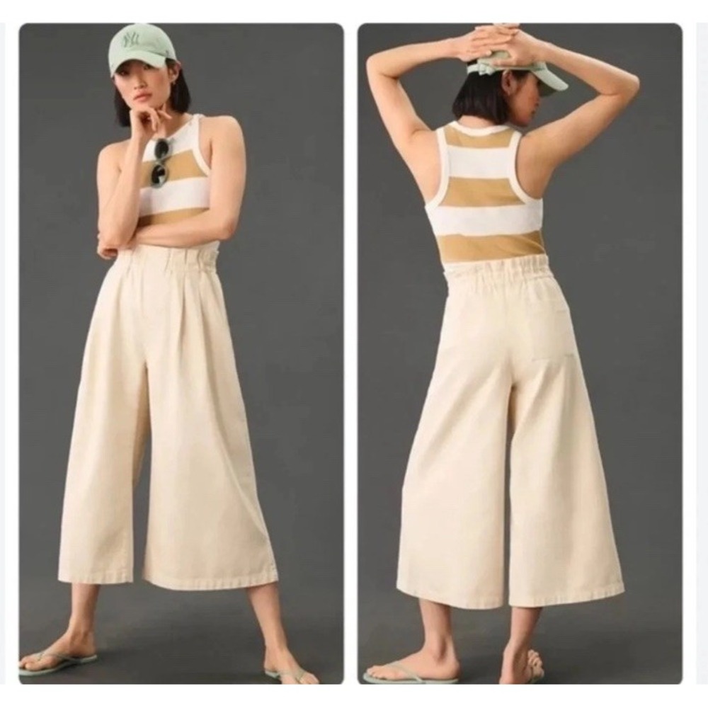 Pilcro Anthropology High-Rise Cropped Paperbag Jeans Pants Large Extra Wide Leg